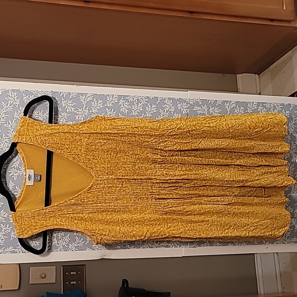 Old Navy Mustard Print V- Neck Sundress - Medium